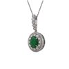 Image 1 : 4.67 ctw Certified Emerald & Diamond Victorian Necklace 14K White Gold - REF-139A8N