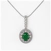 Image 2 : 4.67 ctw Certified Emerald & Diamond Victorian Necklace 14K White Gold - REF-139A8N