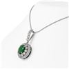Image 3 : 4.67 ctw Certified Emerald & Diamond Victorian Necklace 14K White Gold - REF-139A8N