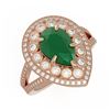 Image 1 : 5.12 ctw Certified Emerald & Diamond Victorian Ring 14K Rose Gold - REF-178F2M