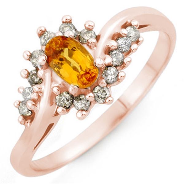 0.55 ctw Yellow Sapphire & Diamond Ring 14k Rose Gold - REF-25R9K