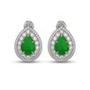 Image 1 : 7.74 ctw Jade & Diamond Victorian Earrings 14K White Gold - REF-218H2R