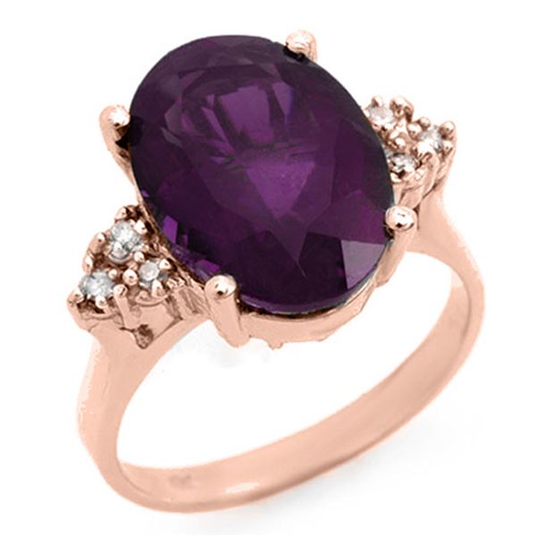 5.15 ctw Amethyst & Diamond Ring 10k Rose Gold - REF-26G8W