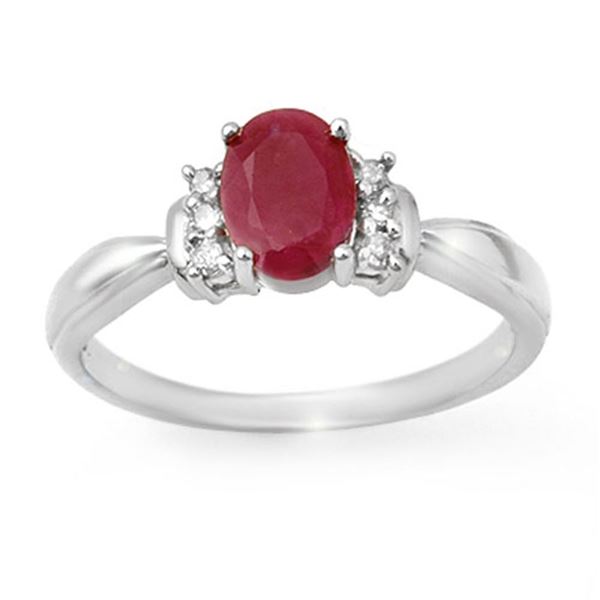 1.35 ctw Ruby & Diamond Ring 14k White Gold - REF-24G3W