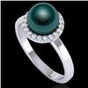 Image 2 : 0.25 ctw Micro Pave VS/SI Diamond & Peacock Pearl Ring 18k White Gold - REF-41A6N