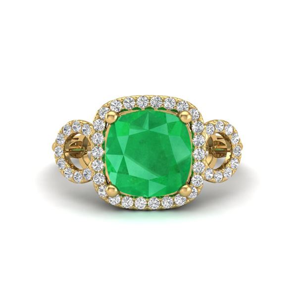 3.15 ctw Emerald & Micro VS/SI Diamond Certified Ring 18k Yellow Gold - REF-55X2A