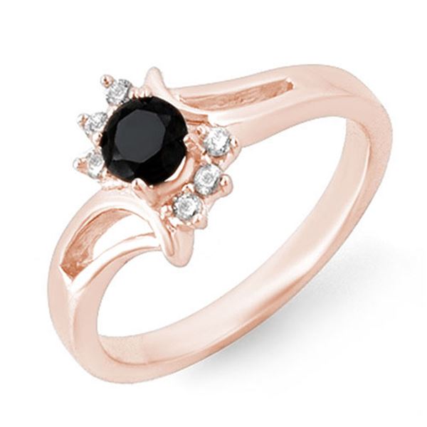 0.53 ctw VS Certified Black & White Diamond Ring 14k Rose Gold - REF-24X2A