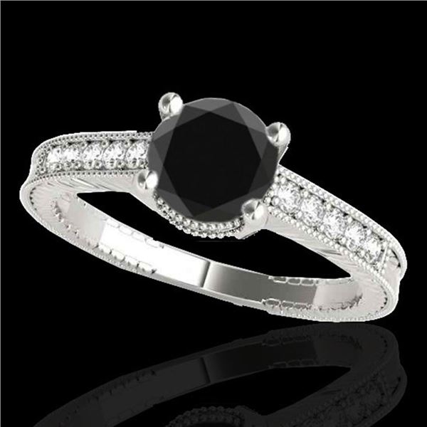 1.45 ctw Certified VS Black Diamond Solitaire Antique Ring 10k White Gold - REF-39H5R
