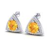Image 1 : 3 ctw Citrine & Micro Pave VS/SI Diamond Stud Earrings 18k White Gold - REF-48F6M