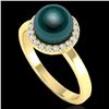 Image 2 : 0.25 ctw Micro Pave VS/SI Diamond & Peacock Pearl Ring 18k Yellow Gold - REF-41G6W