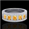Image 1 : 2 ctw Citrine & Micro VS/SI Diamond Ring 10k White Gold - REF-47F9M