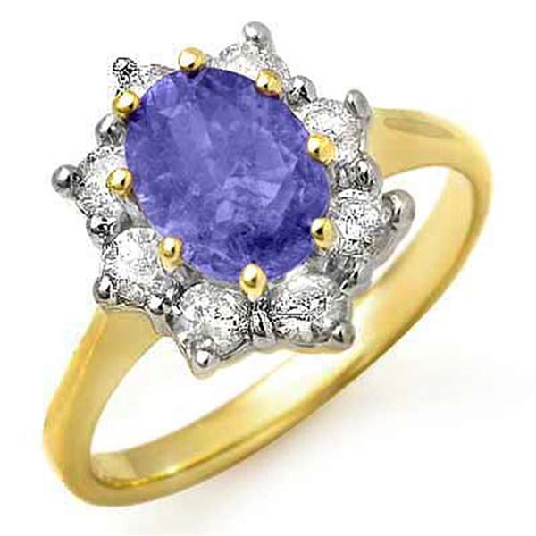 2.75 ctw Tanzanite & Diamond Ring 14k Yellow Gold - REF-86W4H