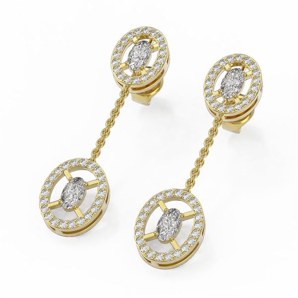 2 ctw Diamond Designer Earrings 18K Yellow Gold - REF-241W3H