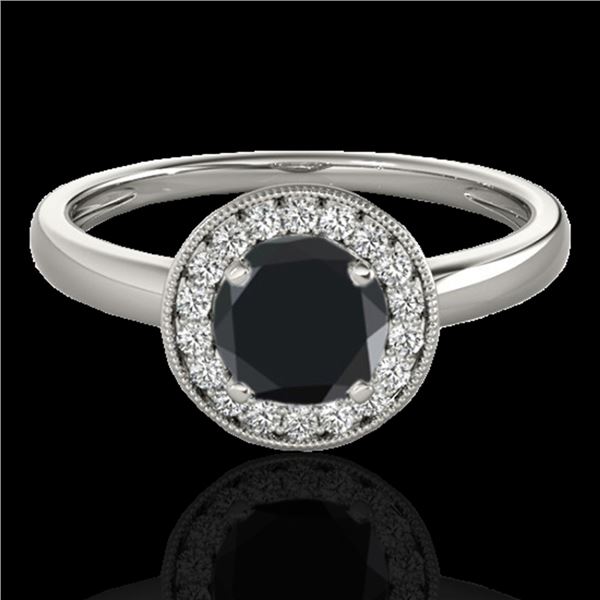 1.15 ctw Certified VS Black Diamond Solitaire Halo Ring 10k White Gold - REF-36W3H