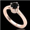 Image 1 : 0.81 ctw Fancy Black Diamond Engagment Art Deco Ring 18k Rose Gold - REF-53A5N
