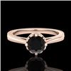 Image 2 : 0.81 ctw Fancy Black Diamond Engagment Art Deco Ring 18k Rose Gold - REF-53A5N