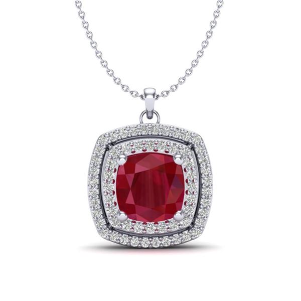 2.52 ctw Ruby & Micro Pave VS/SI Diamond Necklace 18k White Gold - REF-55K2Y