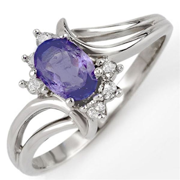 0.70 ctw Tanzanite & Diamond Ring 10k White Gold - REF-13M4G