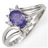 Image 1 : 0.70 ctw Tanzanite & Diamond Ring 10k White Gold - REF-13M4G