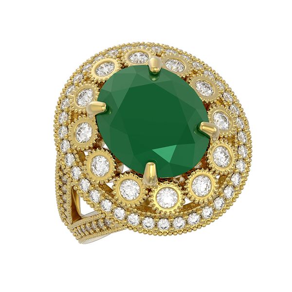 8.76 ctw Certified Emerald & Diamond Victorian Ring 14K Yellow Gold - REF-213R5K