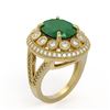 Image 2 : 8.76 ctw Certified Emerald & Diamond Victorian Ring 14K Yellow Gold - REF-213R5K