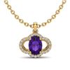 Image 1 : 2 ctw Amethyst & Micro Pave VS/SI Diamond Necklace 10k Yellow Gold - REF-22Y2X