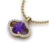 Image 2 : 2 ctw Amethyst & Micro Pave VS/SI Diamond Necklace 10k Yellow Gold - REF-22Y2X