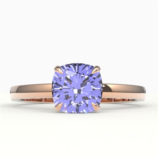 2 ctw Cushion Cut Tanzanite Designer Engagment Ring 14k Rose Gold - REF-54Y3X