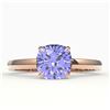 Image 1 : 2 ctw Cushion Cut Tanzanite Designer Engagment Ring 14k Rose Gold - REF-54Y3X