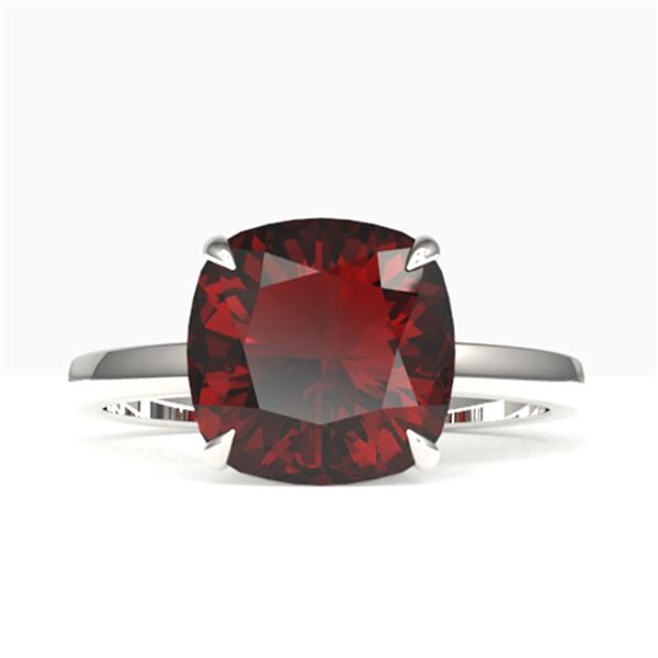 6 ctw Cushion Cut Garnet Engagment RNG 18k White Gold - REF-29H3R