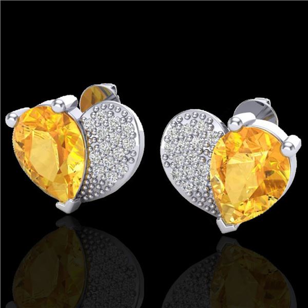 2.50 ctw Citrine & Micro Pave VS/SI Diamond Earrings 10k White Gold - REF-22Y5X