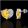 Image 2 : 2.50 ctw Citrine & Micro Pave VS/SI Diamond Earrings 10k White Gold - REF-22Y5X