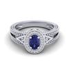Image 1 : 0.58 ctw Tanzanite & VS/SI Diamond Designer Halo Ring 10k White Gold - REF-23R2K