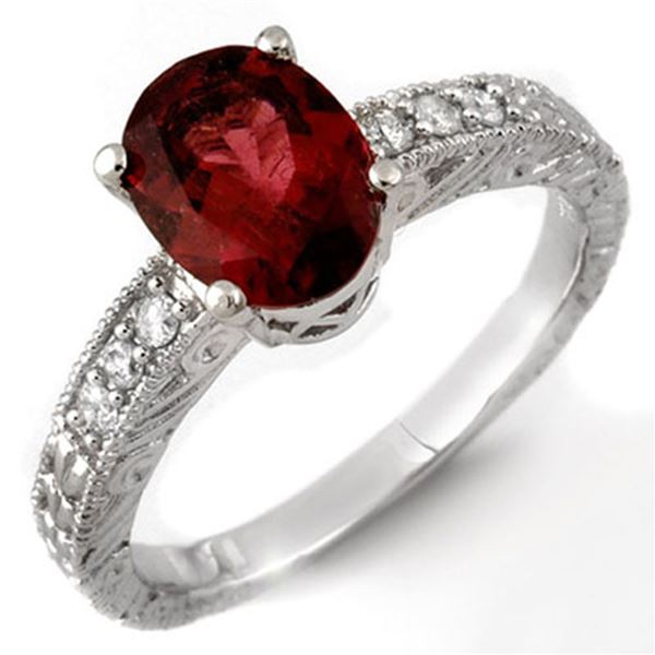 2.68 ctw Rubellite & Diamond Ring 14k White Gold - REF-55H2R