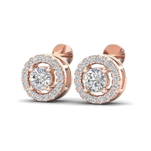 0.65 ctw Micro Pave VS/SI Diamond Certified Earrings Halo 14k Rose Gold - REF-40X9A