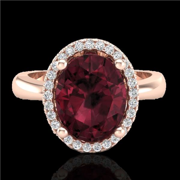 2.50 ctw Garnet & Micro Pave VS/SI Diamond Ring 14k Rose Gold - REF-29W2H