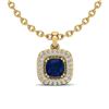 Image 1 : 1.08 ctw Sapphire & Micro VS/SI Diamond Necklace Halo 18k Yellow Gold - REF-54W3H