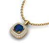 Image 2 : 1.08 ctw Sapphire & Micro VS/SI Diamond Necklace Halo 18k Yellow Gold - REF-54W3H