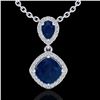 Image 1 : 3.50 ctw Sapphire & Micro VS/SI Diamond Necklace Designer 10k White Gold - REF-45H2R