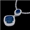 Image 2 : 3.50 ctw Sapphire & Micro VS/SI Diamond Necklace Designer 10k White Gold - REF-45H2R