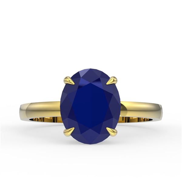 3.50 ctw Sapphire Designer Solitaire Ring 18k Yellow Gold - REF-31R4K