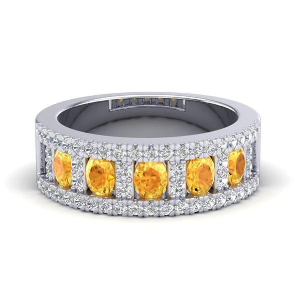 2 ctw Citrine & Micro VS/SI Diamond Ring 10k White Gold - REF-47A9N