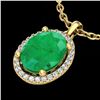 Image 1 : 3 ctw Emerald & Micro Pave VS/SI Diamond Necklace 18k Yellow Gold - REF-51X4A