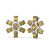 Image 2 : 30 ctw Canary Citrine & Diamond Earrings 18K White Gold - REF-207M6G