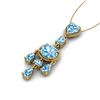 Image 2 : 8 ctw Sky Blue Topaz Necklace Designer Vintage 10k Yellow Gold - REF-25N8F