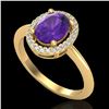 Image 2 : 1.75 ctw Amethyst & Micro VS/SI Diamond Ring Halo 18k Yellow Gold - REF-32F8M