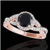 Image 1 : 1.54 ctw Certified VS Black Diamond Solitaire Halo Ring 10k Rose Gold - REF-54M2G