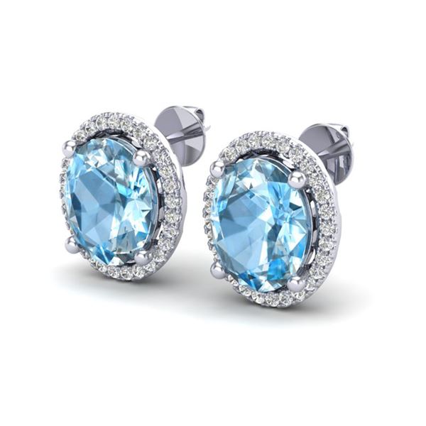 6 ctw Sky Blue Topaz & Micro VS/SI Diamond Earrings 18k White Gold - REF-55K2Y