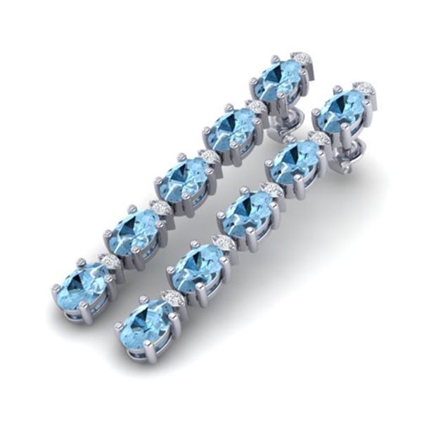 8.36 ctw Aquamarine & VS/SI Certified Diamond Earrings 10k White Gold - REF-91K3Y