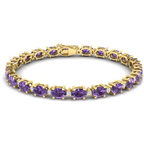 25.8 ctw Amethyst & VS/SI Diamond Eternity Bracelet 10k Yellow Gold - REF-122K9Y